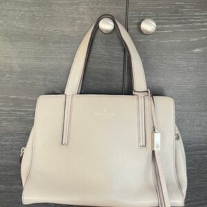 Kate Spade NY Domonique Taupe Pebbled Leather Satchel Crossbody